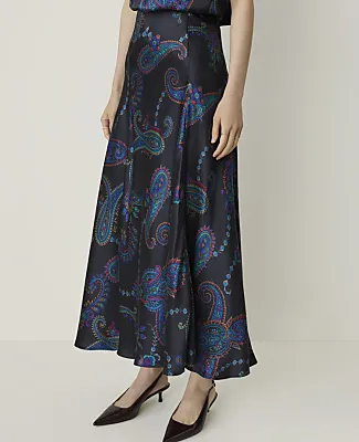 Ann Taylor Studio Paisley Flare Maxi Skirt in Silk sold by Ann Taylor product image thumbnail 2