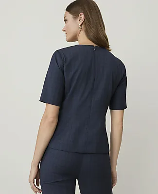 Ann Taylor Petite Plaid Crew Neck Peplum Top sold by Ann Taylor product image thumbnail 2