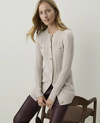 Ann Taylor Cable Longline Cardigan sold by Ann Taylor product image thumbnail 3