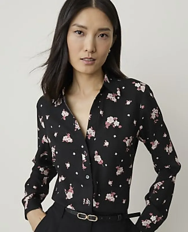 Ann Taylor Floral Essential Shirt in Satin made by Ann Taylor