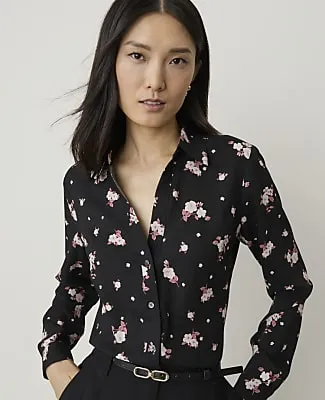 Ann Taylor Floral Essential Shirt in Satin sold by Ann Taylor