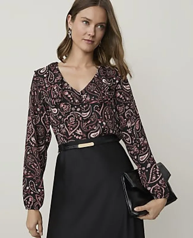 Ann Taylor Paisley Ruffle Trim Blouse made by Ann Taylor