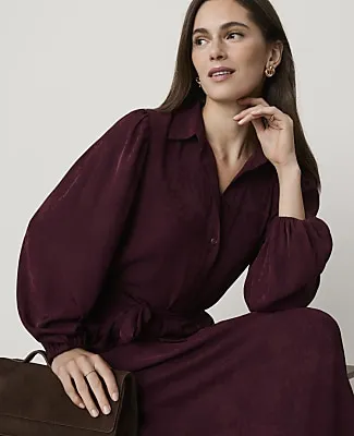 Ann Taylor Petite Paisley Belted Midi Shirtdress sold by Ann Taylor product image thumbnail 3