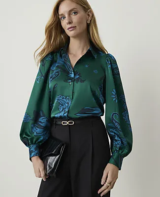 Ann Taylor Paisley Blouson Sleeve Blouse in Satin sold by Ann Taylor