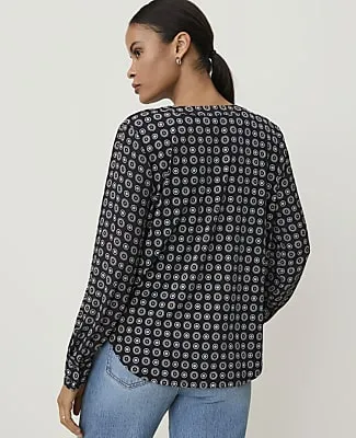 Ann Taylor Geo Print Mixed Media Pleat Front Top sold by Ann Taylor product image thumbnail 2