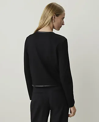 Ann Taylor Petite Faux Leather Trim Jacket sold by Ann Taylor product image thumbnail 2