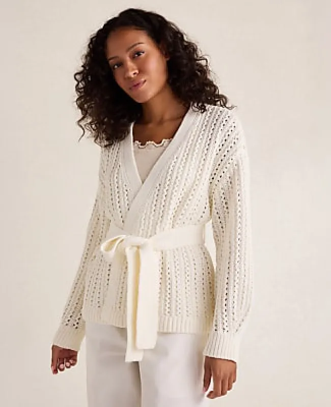 Ann Taylor Haven Well Within Textured Cotton Blend Belted Cardigan made by Ann Taylor