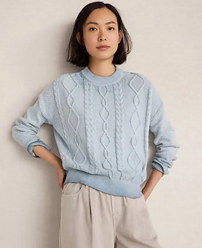 Ann Taylor Haven Well Within Cotton Cable Knit Gradient Dye Sweater made by Ann Taylor