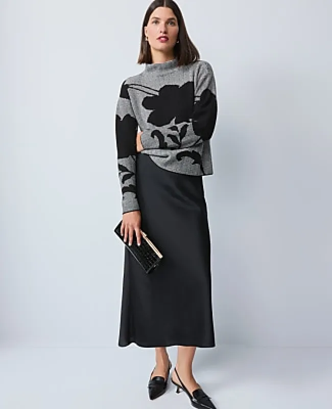 Ann Taylor Petite Bias Midi Slip Skirt in Satin made by Ann Taylor