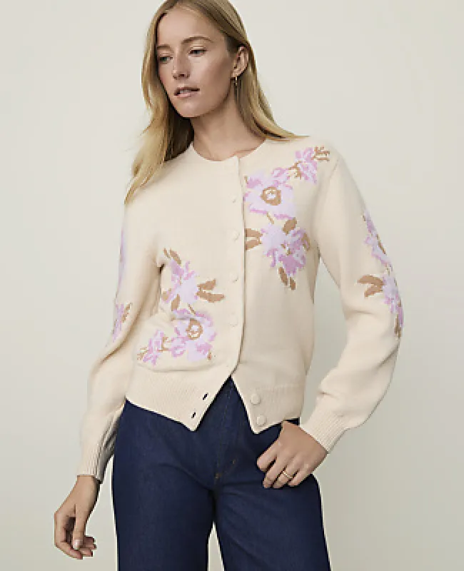 Ann Taylor Weekend Floral Jacquard Cardigan made by Ann Taylor