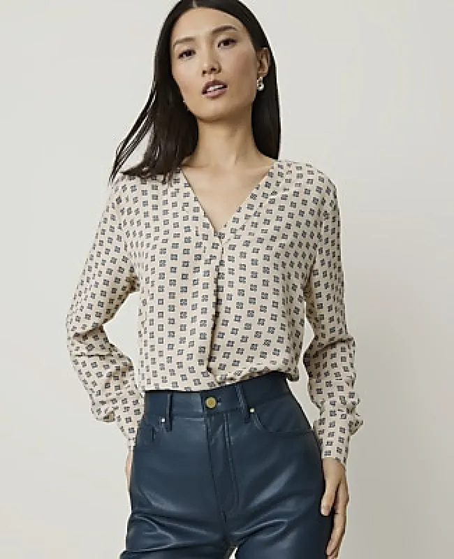Ann Taylor Floral Mixed Media Pleat Front Top made by Ann Taylor