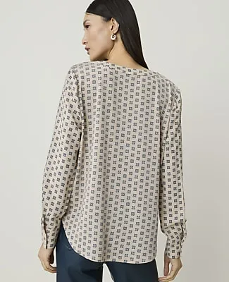 Ann Taylor Floral Mixed Media Pleat Front Top sold by Ann Taylor product image thumbnail 2