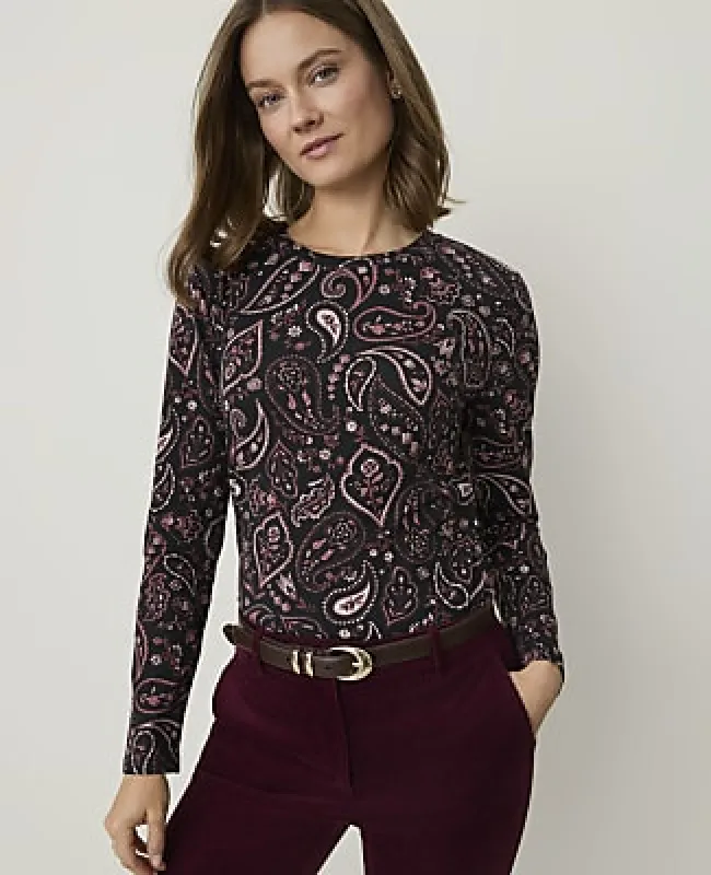 Ann Taylor Paisley Crew Neck Top made by Ann Taylor