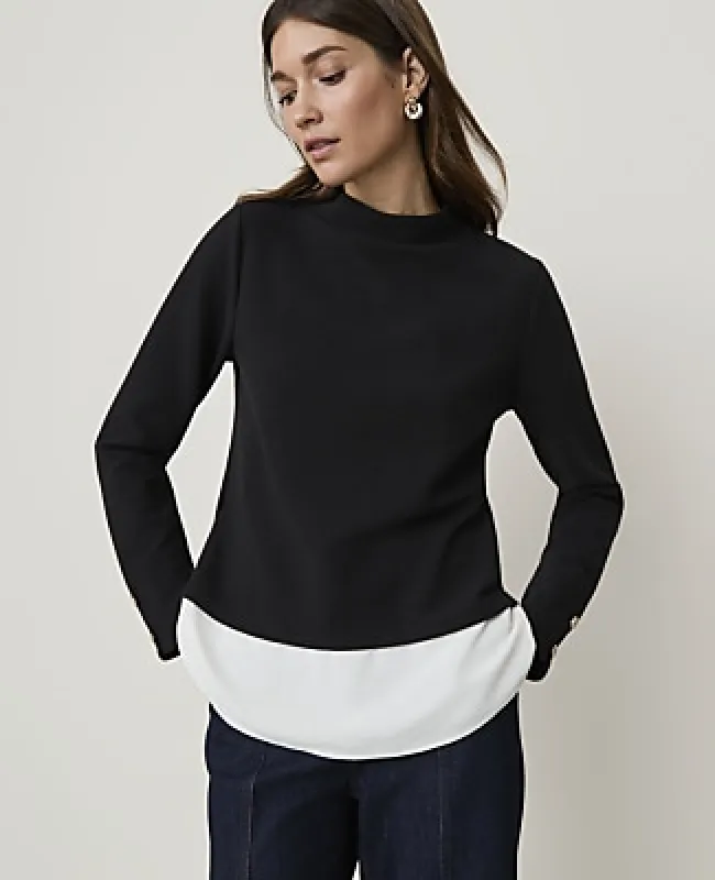 Ann Taylor Petite Layered Mock Neck Top made by Ann Taylor