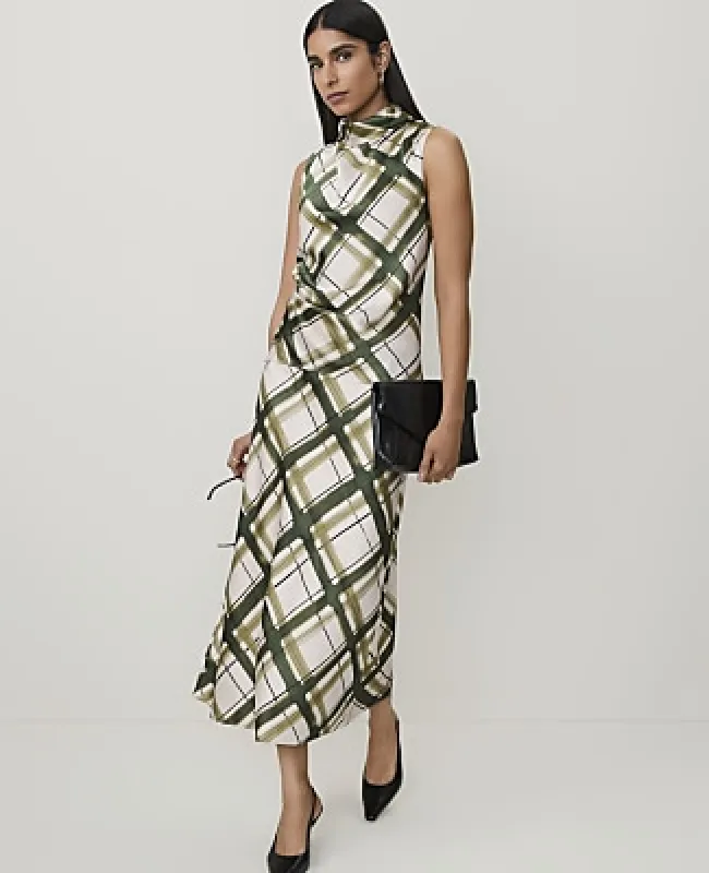 Ann Taylor Petite Plaid Bias Midi Slip Skirt made by Ann Taylor