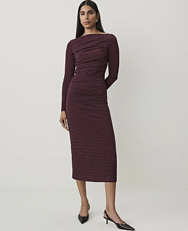 Ann Taylor Dotted Shirred Midi Dress made by Ann Taylor