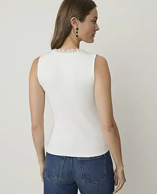 Ann Taylor Ribbed Lace Trim Tank Top sold by Ann Taylor product image thumbnail 2