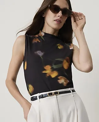 Ann Taylor Floral Mock Neck Tank Top sold by Ann Taylor