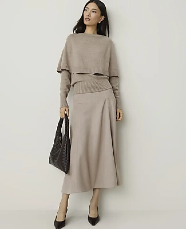 Ann Taylor Full Midi Skirt in Faux Suede made by Ann Taylor