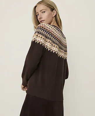 Ann Taylor Petite Weekend Fair Isle Henley Sweater sold by Ann Taylor product image thumbnail 2