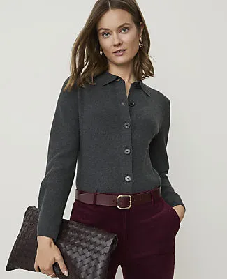 Ann Taylor Petite Collared Sweater Jacket sold by Ann Taylor