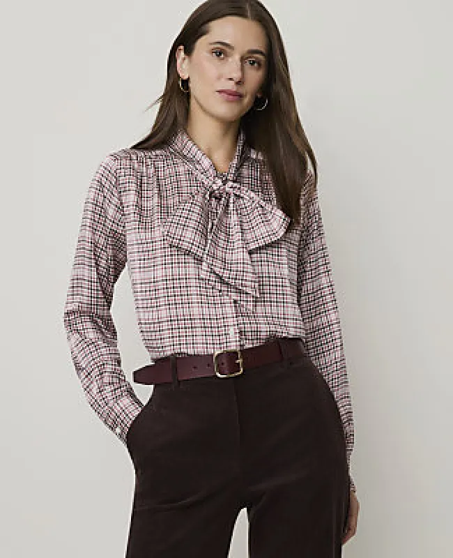 Ann Taylor Plaid Bow Blouse made by Ann Taylor