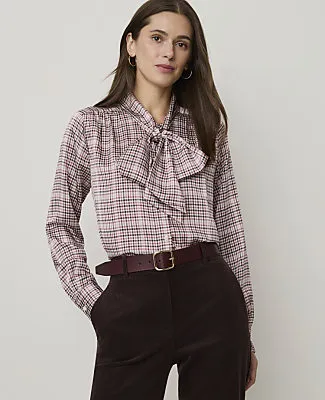 Ann Taylor Plaid Bow Blouse sold by Ann Taylor