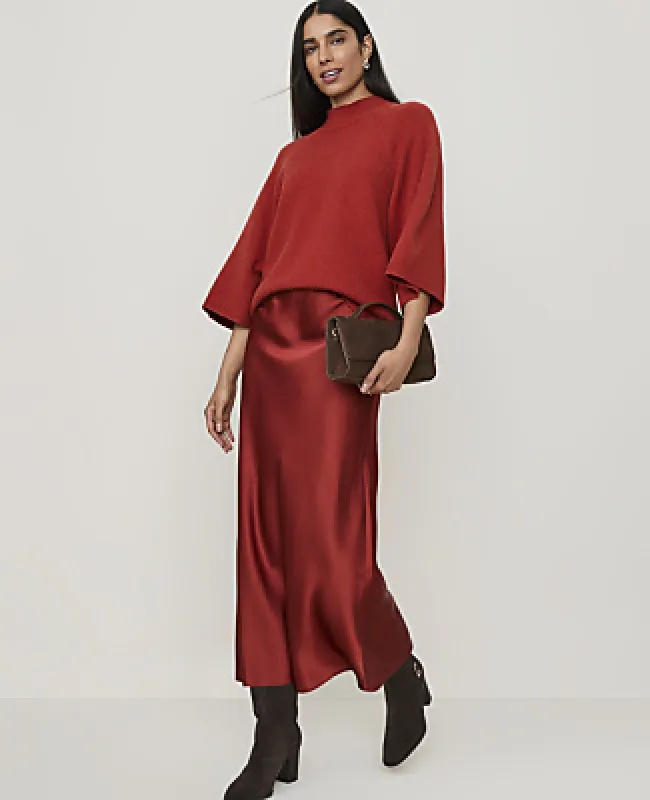 Ann Taylor Petite Midi Slip Skirt in Satin made by Ann Taylor