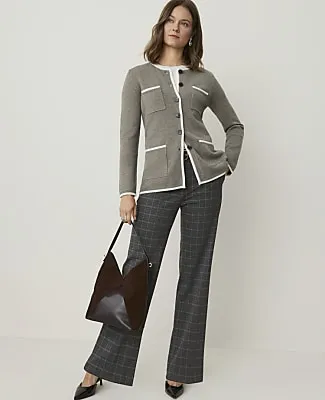 Ann Taylor Petite Contrast Trim Longline Cardigan sold by Ann Taylor product image thumbnail 3