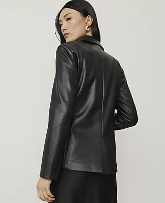 Ann Taylor The Hutton Blazer in Faux Leather sold by Ann Taylor product image thumbnail 2