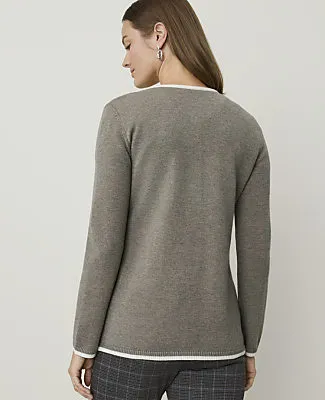 Ann Taylor Contrast Trim Longline Cardigan sold by Ann Taylor product image thumbnail 2