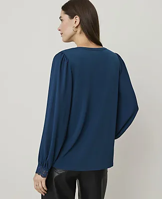 Ann Taylor Lace Trim Mixed Media Top sold by Ann Taylor product image thumbnail 2