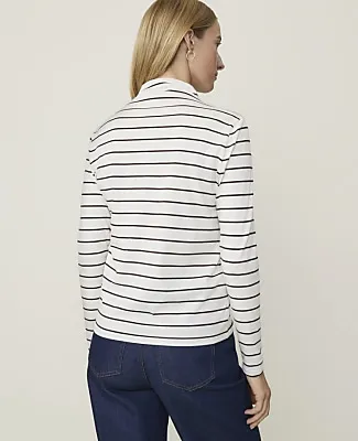 Ann Taylor Weekend Striped Mock Neck Top sold by Ann Taylor product image thumbnail 2