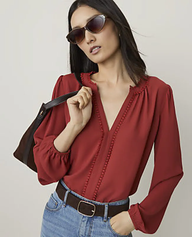 Ann Taylor Petite Bobble Trim Blouse made by Ann Taylor