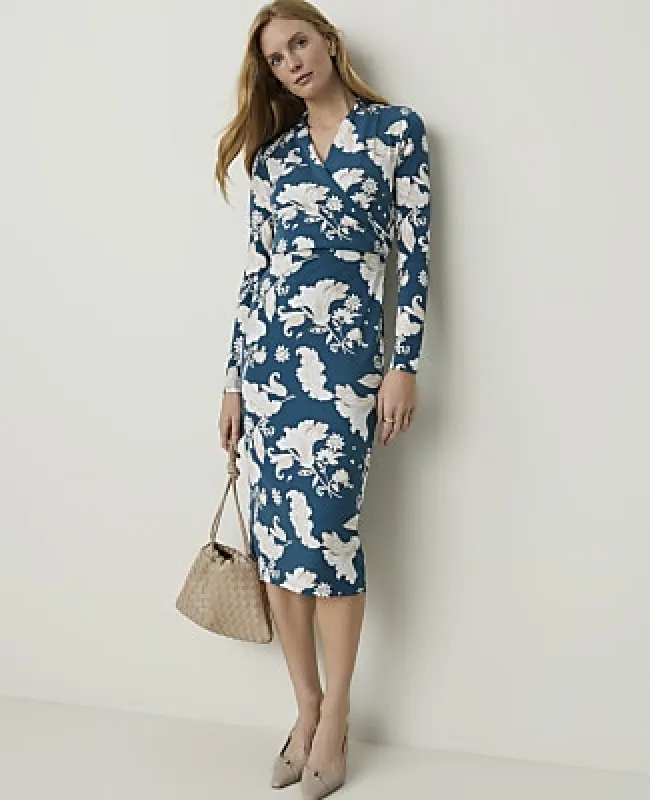 Ann Taylor Paisley Draped Midi Sheath Dress made by Ann Taylor