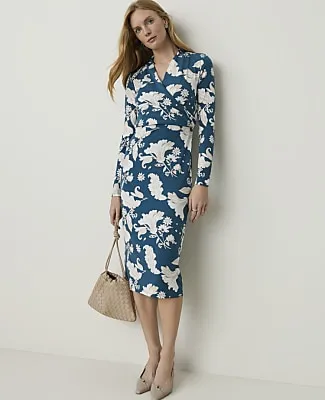 Ann Taylor Paisley Draped Midi Sheath Dress sold by Ann Taylor