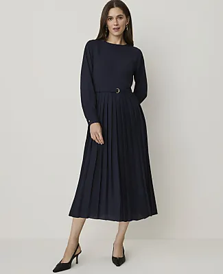 Ann Taylor Pleated Flare Midi Dress sold by Ann Taylor