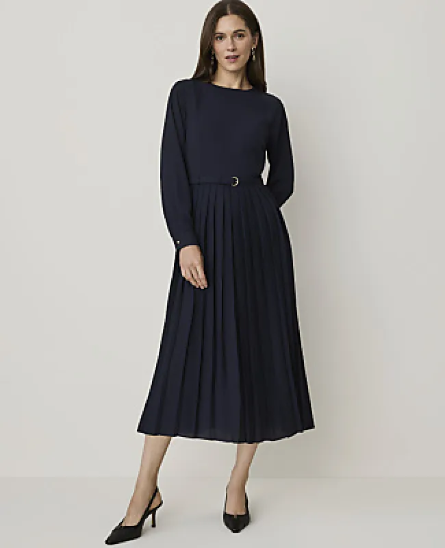 Ann Taylor Pleated Flare Midi Dress made by Ann Taylor