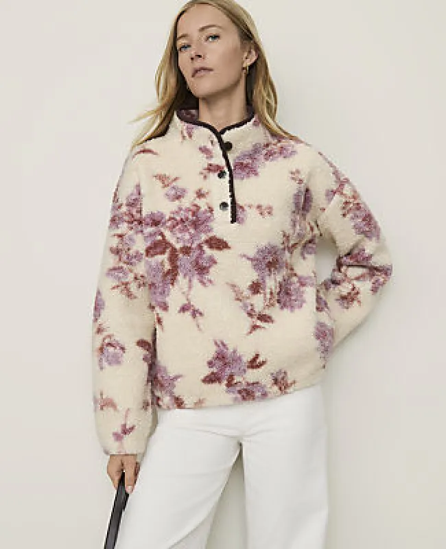 Ann Taylor Weekend Floral Sherpa Pullover made by Ann Taylor