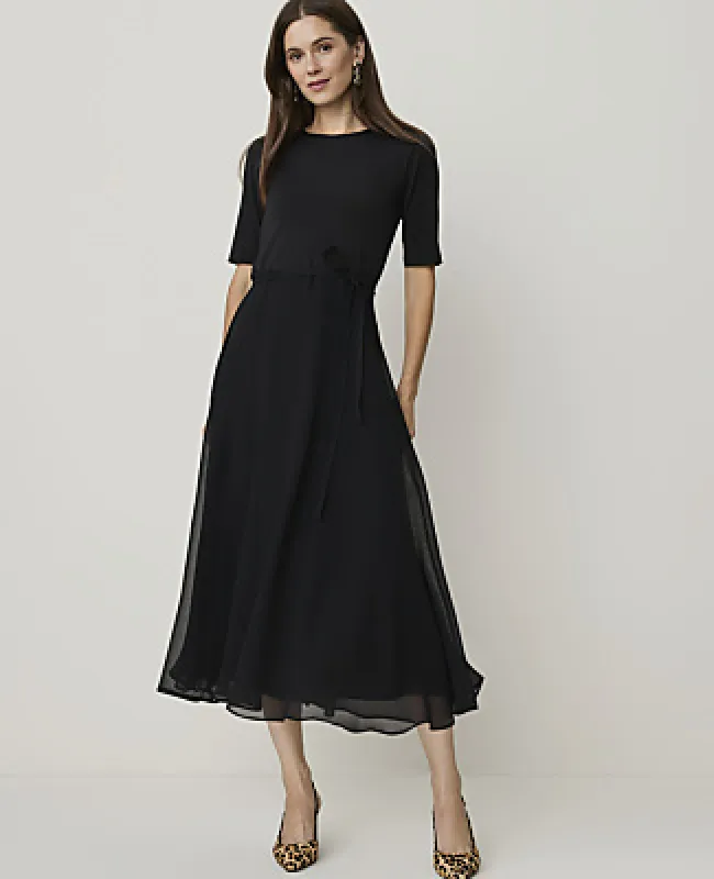 Ann Taylor Mixed Media Flare Midi Dress made by Ann Taylor