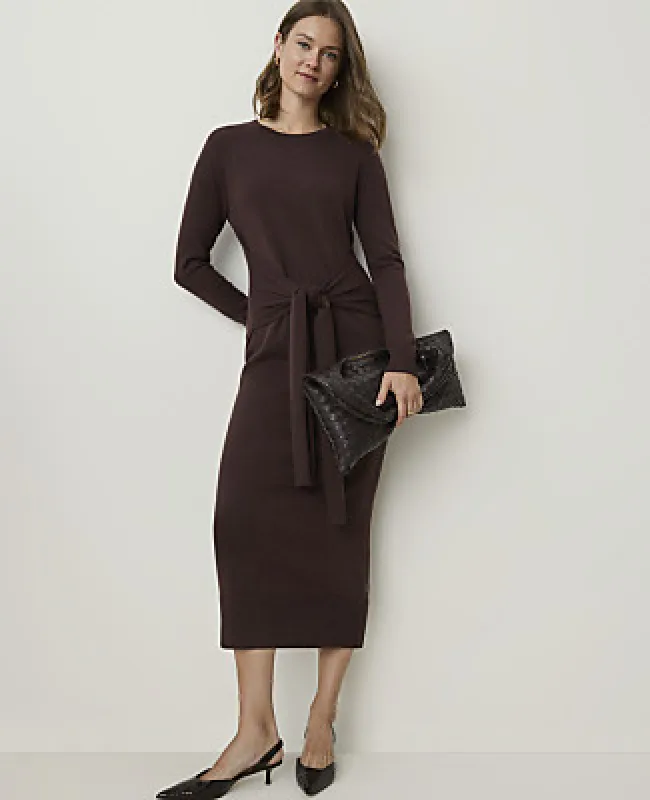 Ann Taylor Tie Waist Midi Sweater Dress made by Ann Taylor
