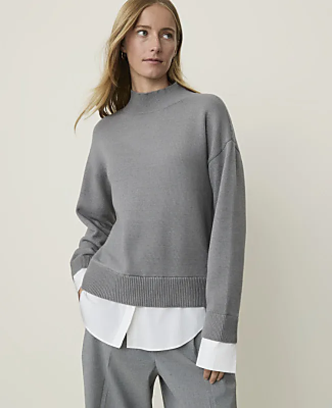 Ann Taylor Weekend Layered Mix Media Sweater made by Ann Taylor
