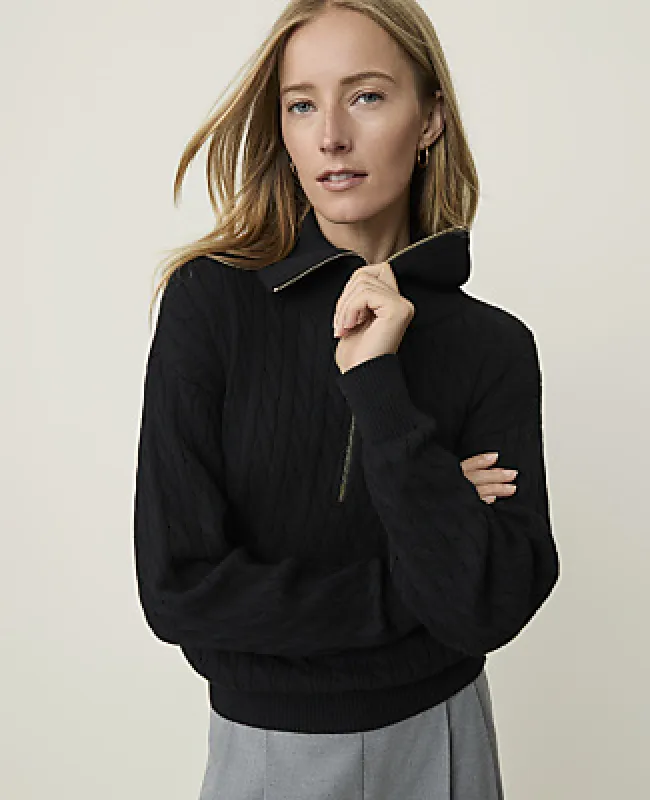 Ann Taylor Weekend Cable Half Zip Sweater made by Ann Taylor