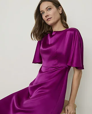 Ann Taylor Studio Collection Boatneck Midi Dress in Silk sold by Ann Taylor product image thumbnail 3