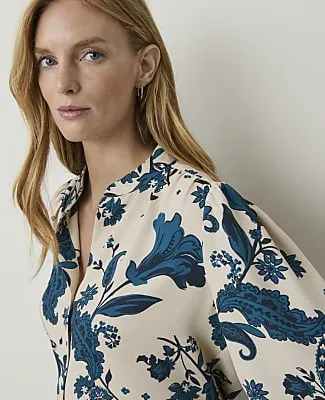 Ann Taylor Petite Paisley Shirred Blouse sold by Ann Taylor product image thumbnail 3