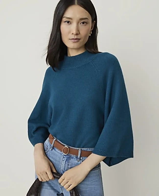 Ann Taylor Wide Sleeve Mock Neck Sweater made by Ann Taylor