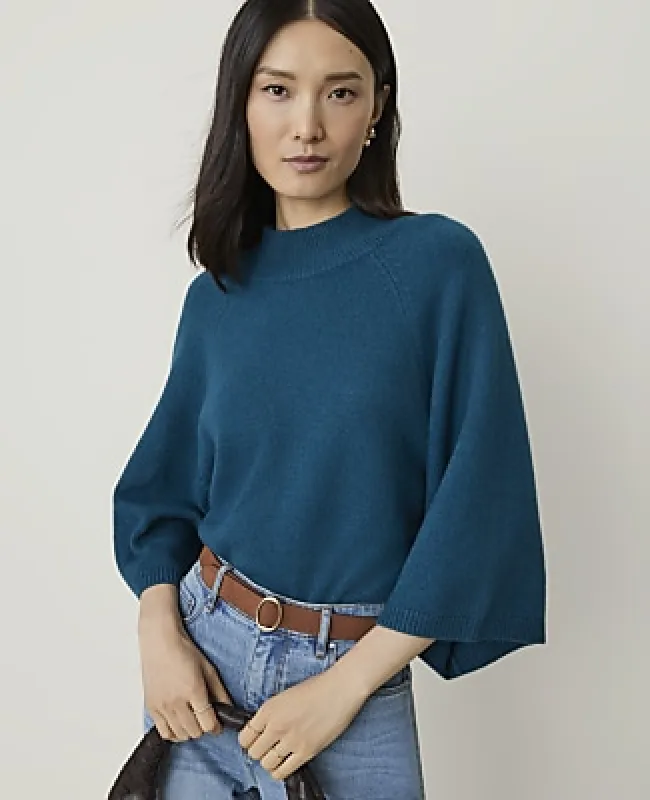 Ann Taylor Wide Sleeve Mock Neck Sweater made by Ann Taylor