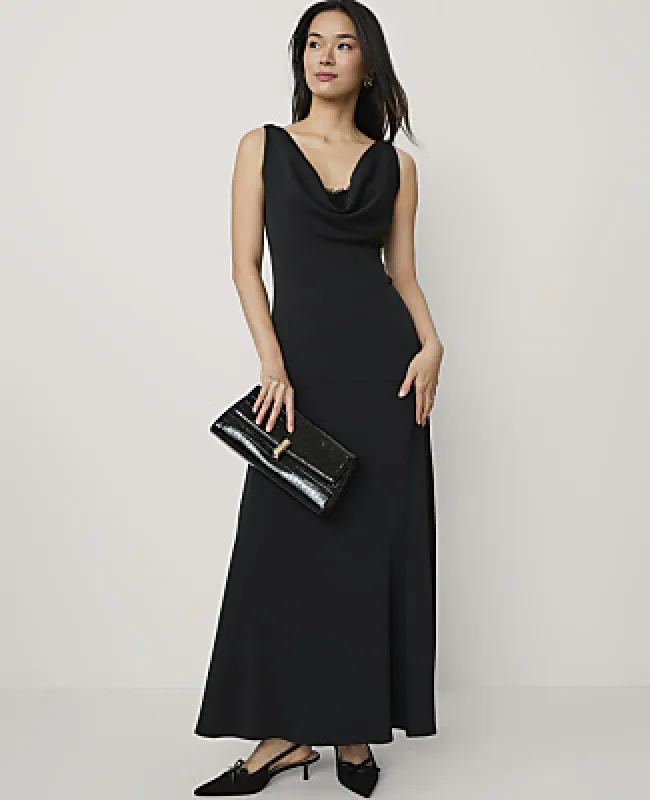 Ann Taylor Petite Lace Trim Cowl Neck Maxi Dress made by Ann Taylor