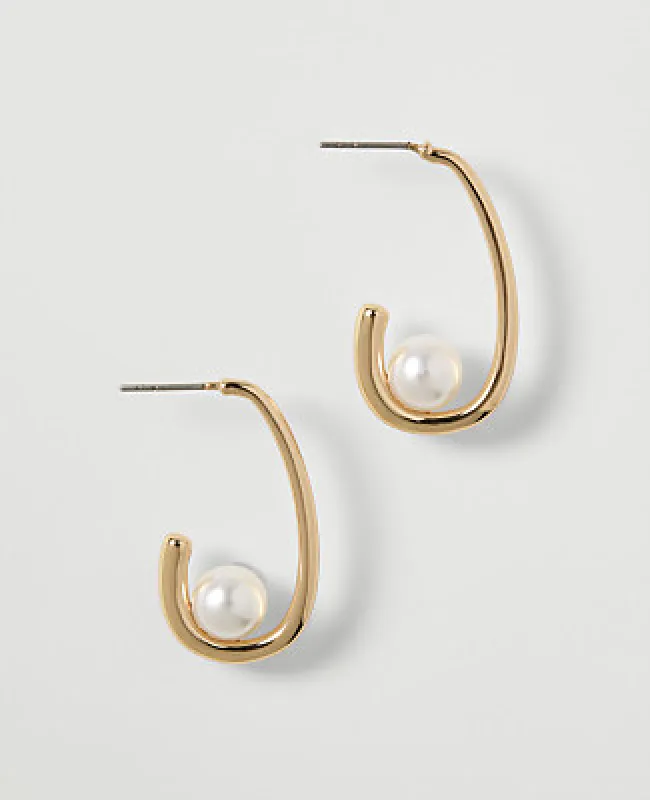 Ann Taylor Pearl Hoop Drop Earrings made by Ann Taylor