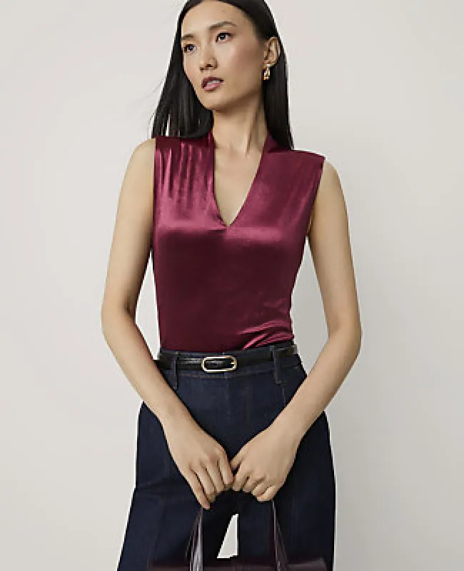 Ann Taylor Sleeveless V-Neck Top in Velvet made by Ann Taylor